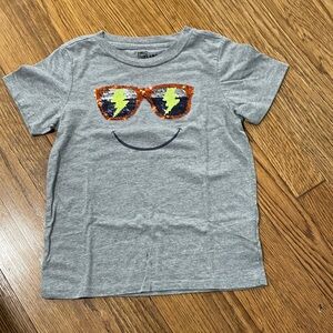 Epic Threads Gray Tee with Sequin Sunglasses and Lightning Bolt